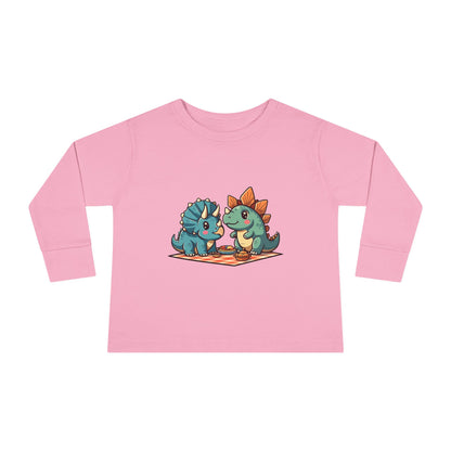 Triceratops and stegosaurus having a picnic