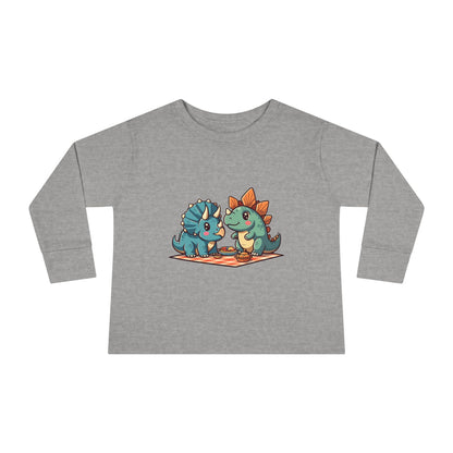 Triceratops and stegosaurus having a picnic